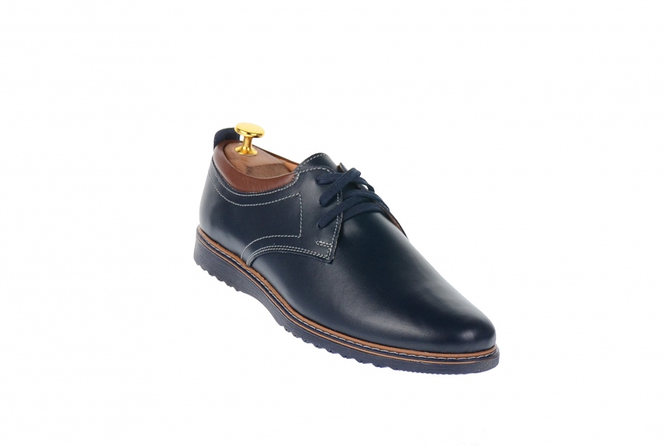 Pantofi barbati sport din piele naturala bleumarin, CIUCALETI SHOES, TEST330BLM