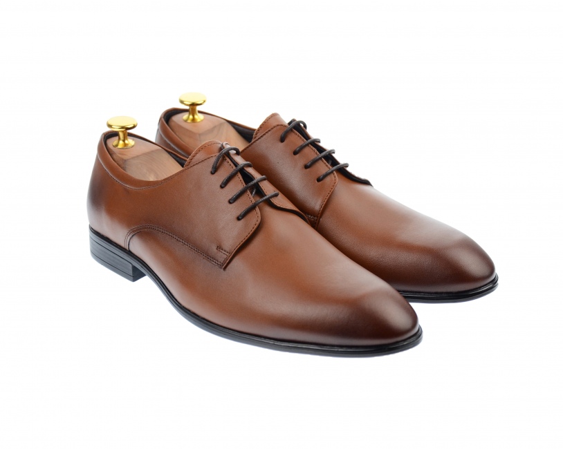 OFERTA MARIMEA 41 - Pantofi barbati eleganti, cu siret, din piele naturala maro coniac - L346TCONIAC