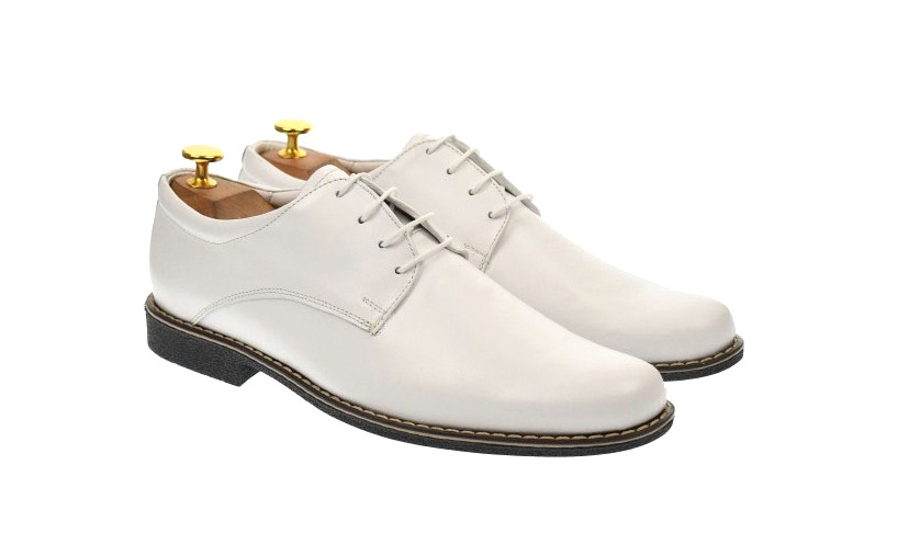 Pantofi albi pentru barbati casual din piele naturala - PAABOX