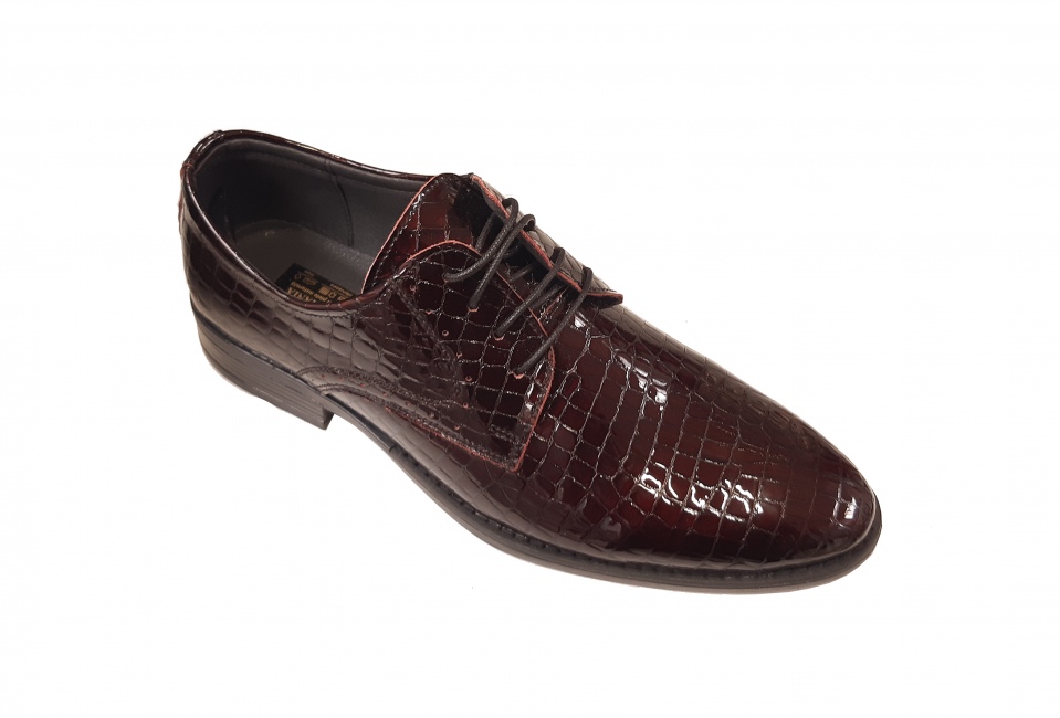 Pantofi barbati eleganti, din piele naturala, BORDO - PB101CROCO