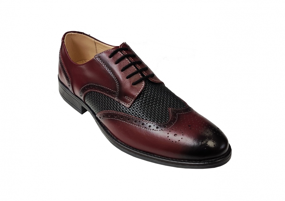 Pantofi barbati eleganti, din piele naturala Bordo si Negru, CIUCALETI SHOES, 993VISN