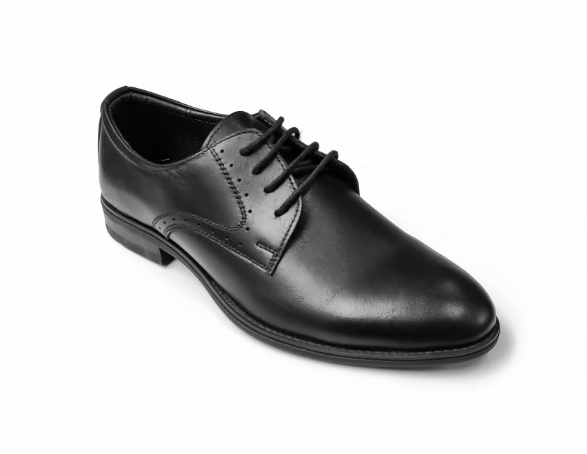 Pantofi barbati casual, negri, din piele naturala - 101NBOX