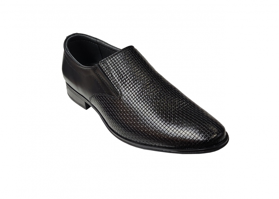 Pantofi barbati eleganti, din piele naturala, Negru cu elastic - CIUCALETI SHOES - 891N