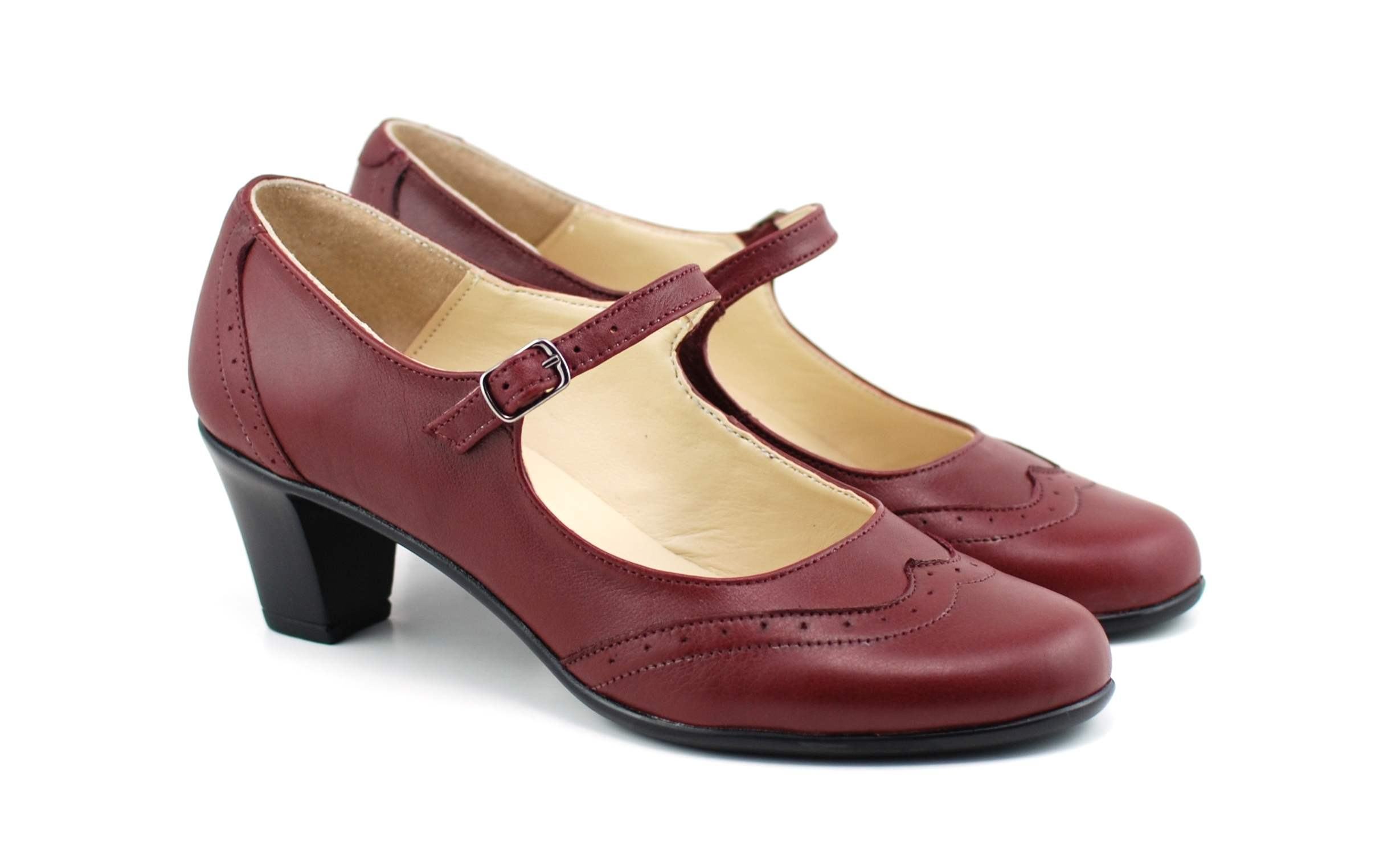 Oferta marimea 40 Pantofi dama visinii, eleganti, din piele naturala TOC 5cm - LP104VIS