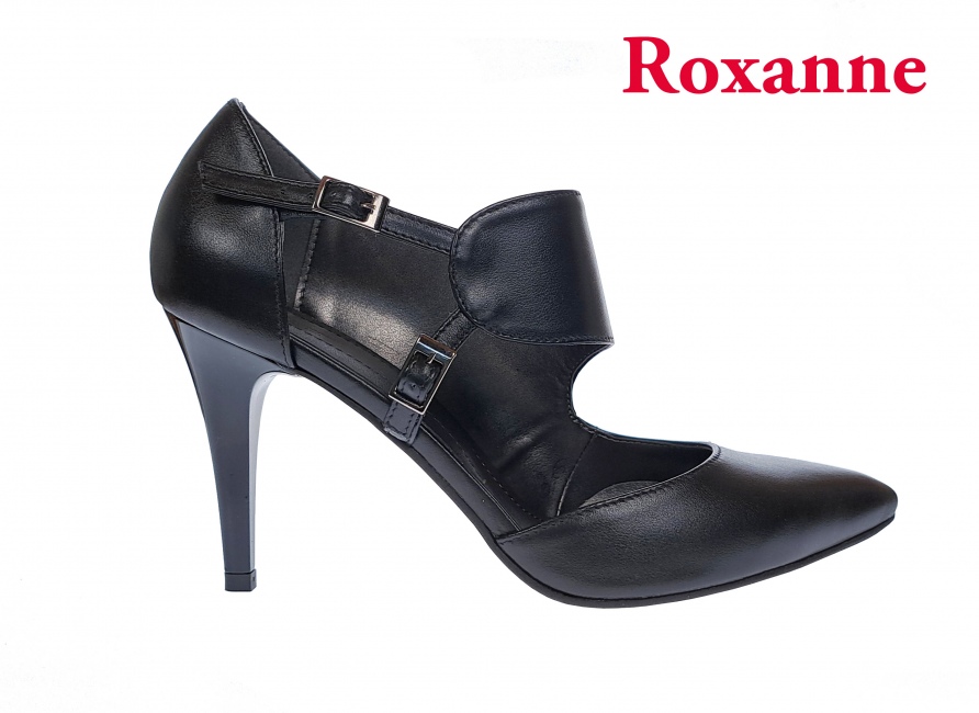 OFERTA!!! Pantofi stiletto, dama, negri, din piele naturala, toc 8cm, Roxanne, ROX70N