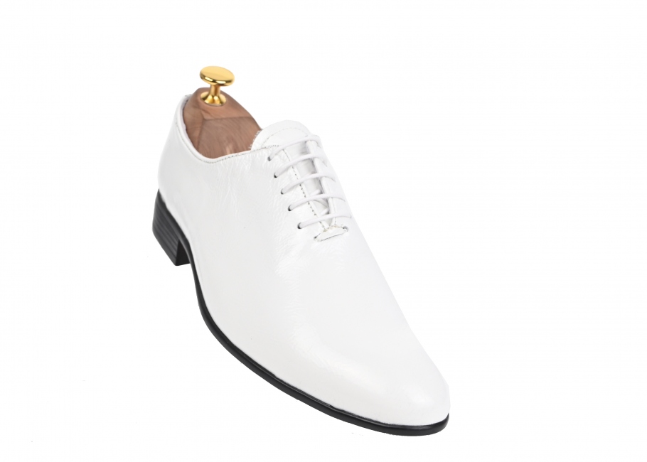 Oferta marimea 42 - Pantofi barbati, albi,, eleganti, din piele naturala box - LMOD1ALBBOX