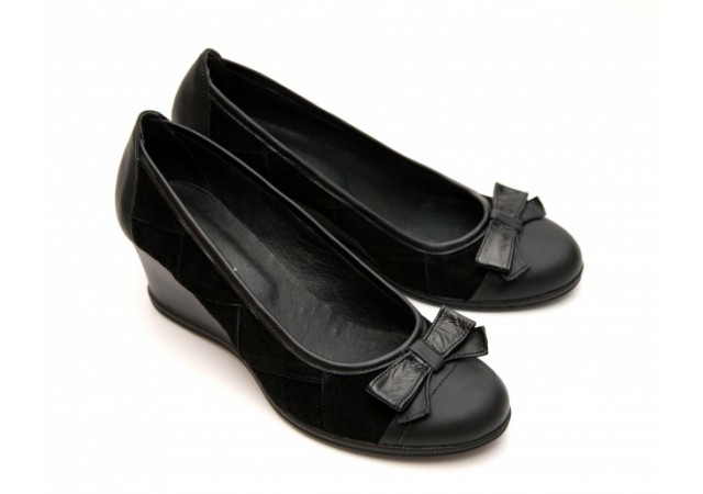 Oferta marimea 39 - Pantofi dama, casual, din piele naturala (Intoarsa), negri - LZENANVT
