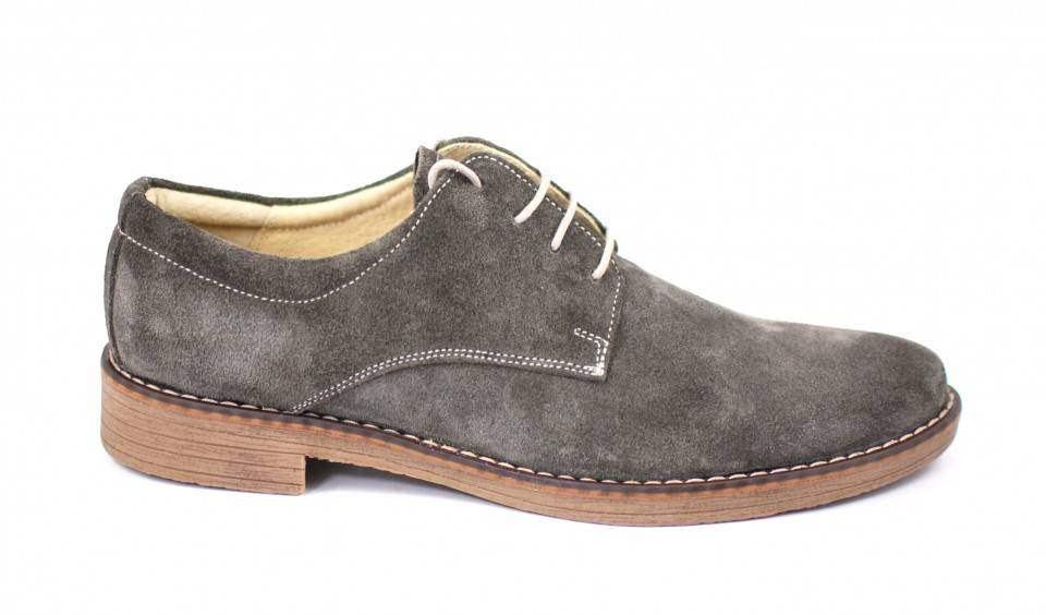 Pantofi gri barbati casual - eleganti din piele naturala intoarsa - CARLO G