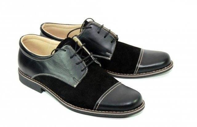 Pantofi negri barbati casual-eleganti din piele naturala