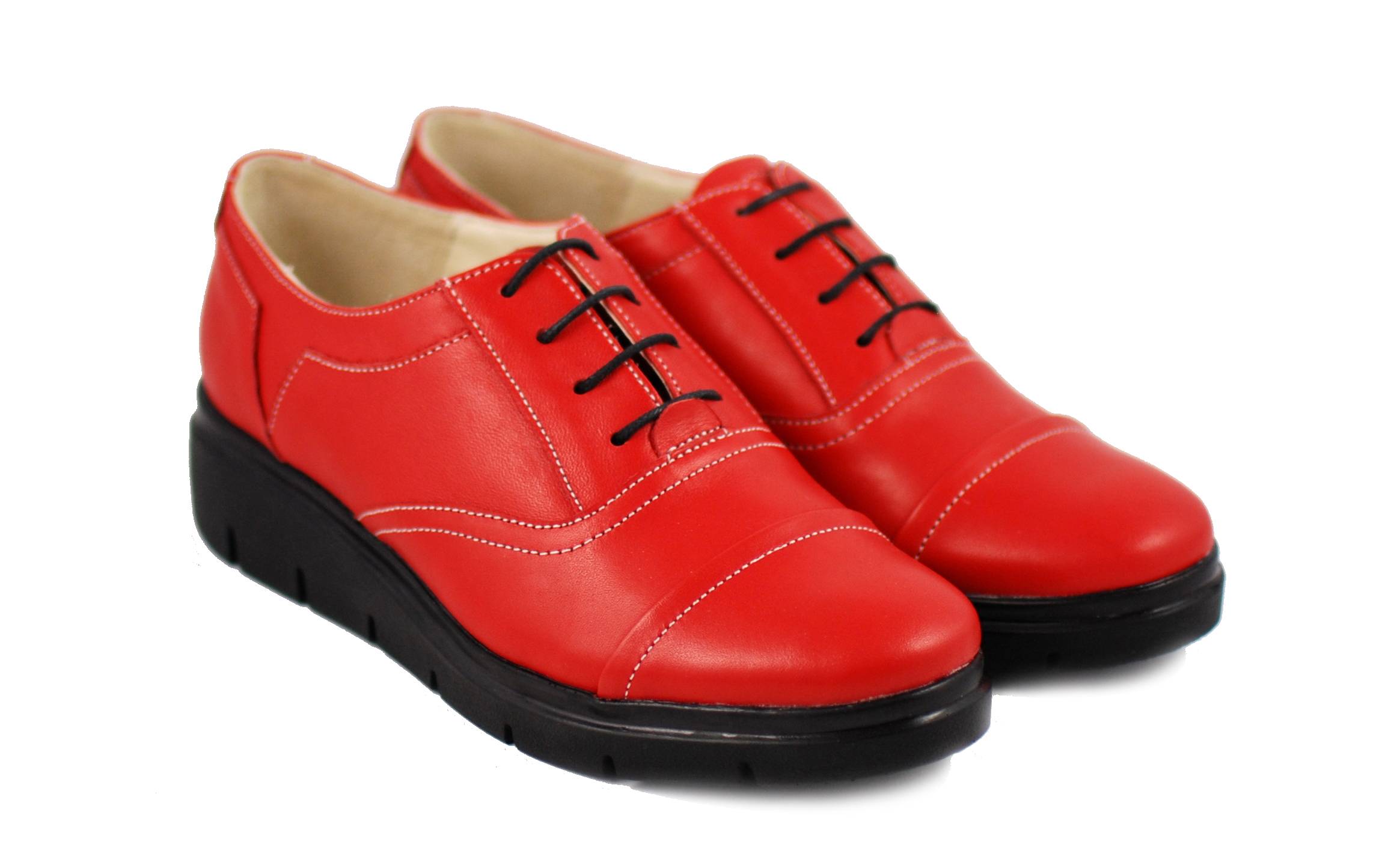Pantofi dama rosii din piele naturala, cu platforme RUT2R