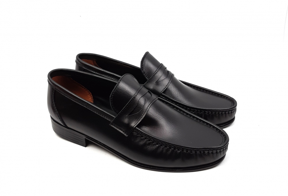 Pantofi barbati negri, din piele naturala, Scorpion, SC1N