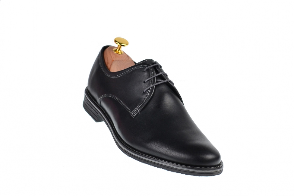 OFERTA MARIMEA 44 - Pantofi barbati, model casual din piele naturala box, culoare neagra - L336NBOX