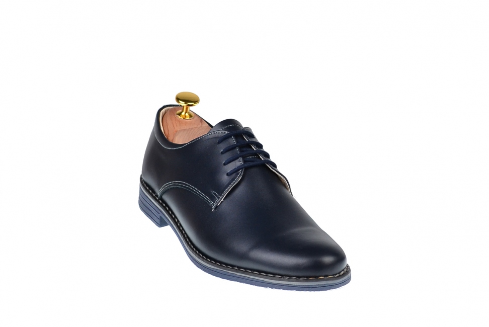 Oferta marimea 40, 42, 44 - Pantofi barbati, bleumarin, casual-eleganti, din piele naturala - L859BLM