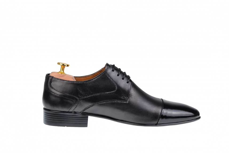 Pantofi de gala barbati, eleganti, din piele naturala in combinatie cu piele lac - 016BOXLAC