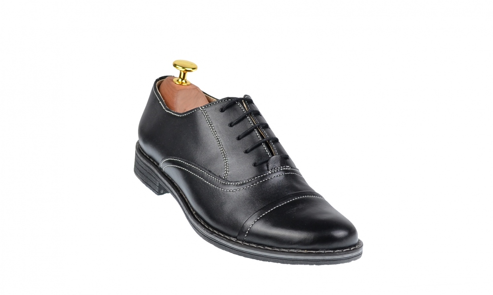 Oferta marimea 40, 42 - Pantofi barbati casual din piele naturala neagra LP32NBOX
