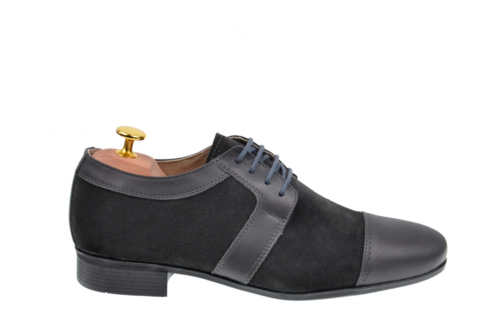 Pantofi barbati eleganti din piele naturala, culoare gri inchis - 1006GRI