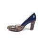 Pantofi dama eleganti din piele naturala bleumarin lac cu imprimeu, toc 9cm