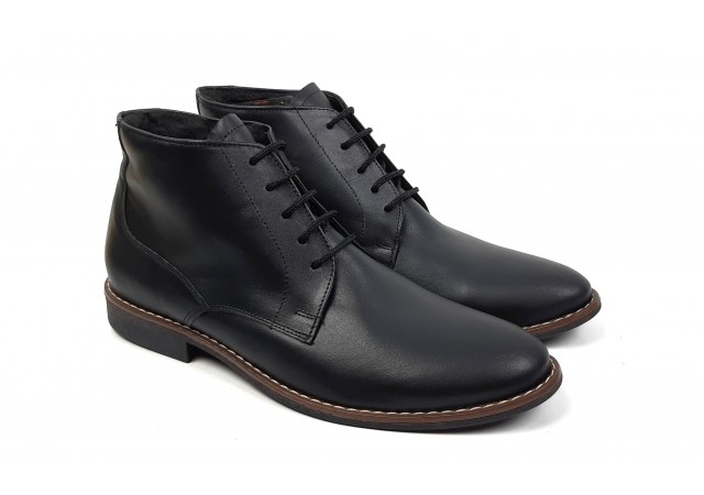 Ghete barbati NEGRE, casual, elegante din piele naturala, STDG184N