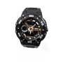Ceas de mana barbati sport Q&Q Dual Time, cu sistem digital si analog negru cu auriu - TA9034