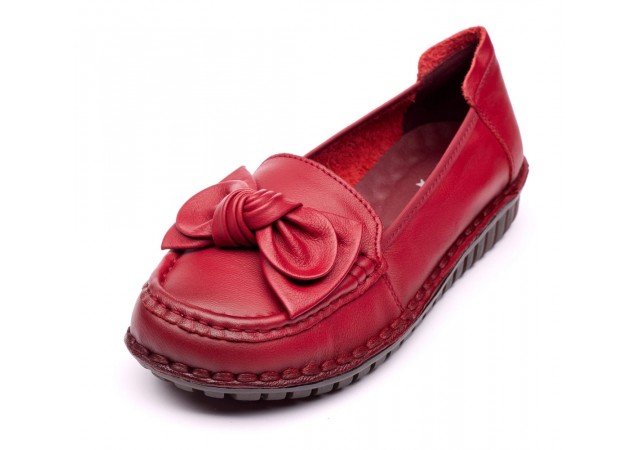 Pantofi dama casual din piele naturala Ciucaleti Aisha Rosu