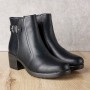 Ghete dama din piele naturala cu fermoar imblanite Negru  JF-50
