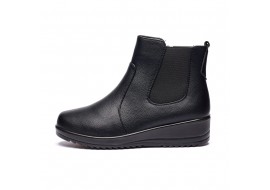 Ghete dama din piele eco cu fermoar imblanite Negru  W33-8N
