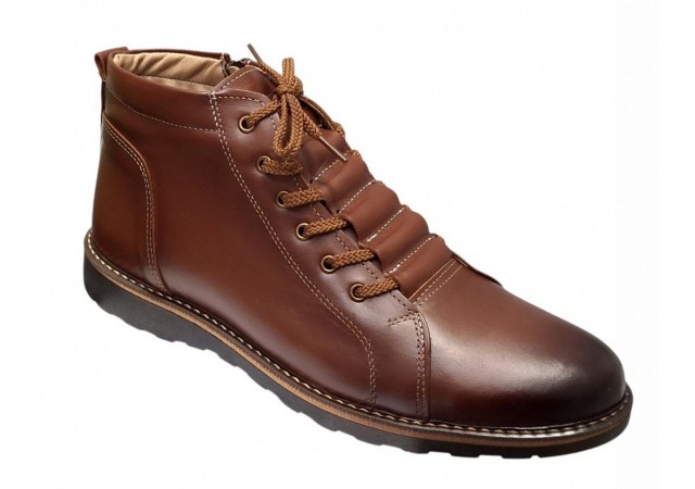 Ghete casual pentru barbati model maro din piele naturala cu fermoar (imblanite) GKR Top 1M