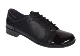 Pantofi dama casual din piele naturala box Negru Lac P53LACN