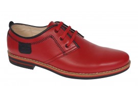 Pantofi barbati casual din piele naturala - Rosu 501RN Marimea 39