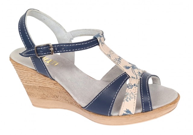 Oferta 35 36 40 Sandale dama, din piele naturala, Toc 7 cm Albastru, Color LS47BL1