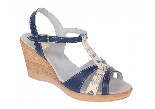 Sandale dama, din piele naturala, Toc 8 cm, Albastru, Color, S47BL