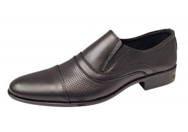 Pantofi barbati eleganti din piele naturala de culoare neagra GKR01N