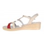 Sandale dama din piele naturala de 5 cm Bej Rosu Alb - S12RBA