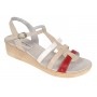 Sandale dama din piele naturala de 5 cm Bej Rosu Alb - S12RBA