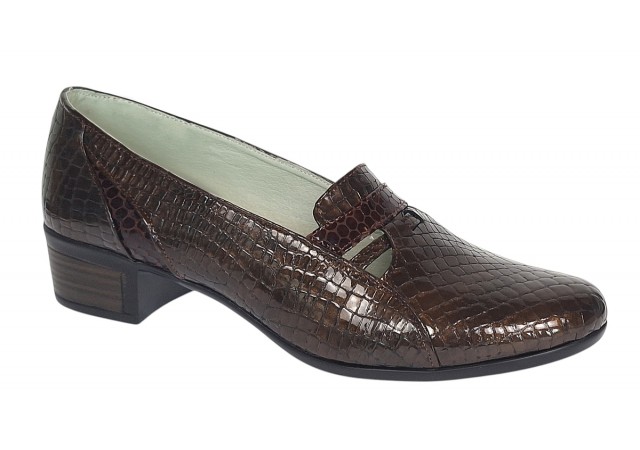 Pantofi dama comozi casual din piele naturala maro croco P18CRM