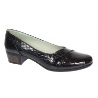 Pantofi dama comozi casual din piele naturala negru croco P18CRLN