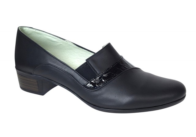 Pantofi dama comozi casual din piele naturala negru croco P27CRN