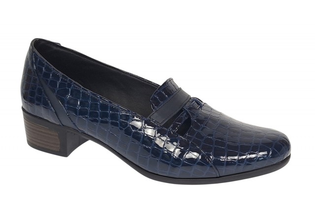 Pantofi dama comozi casual din piele naturala bleumarin croco P18CRBL