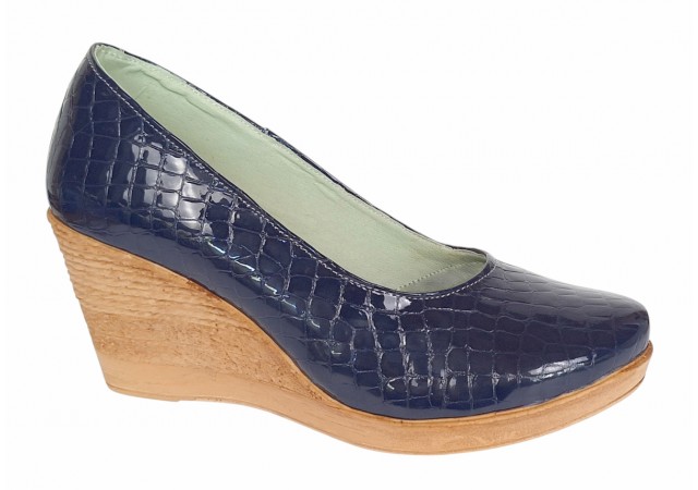 Pantofi dama casual din piele naturala platforme de 7 cm Mara Bleumarin - P3550BLCR