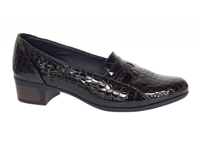 Pantofi dama comozi casual din piele naturala negru croco P18CRN