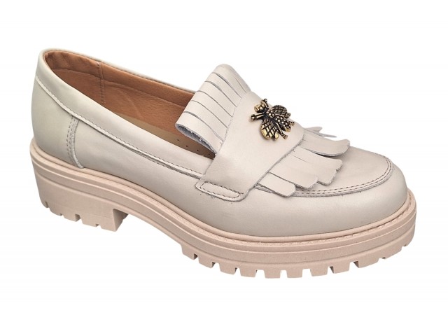 Pantofi dama casual din piele naturala bej Sasha