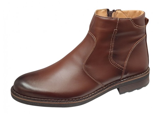 Ghete barbati casual din piele naturala cu fermoar imblanite GKR115M