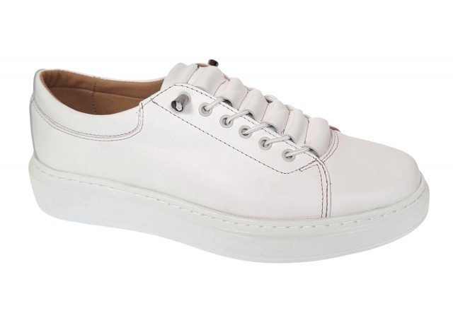 Sneakers barbati casual din piele naturala Alb GKR96A