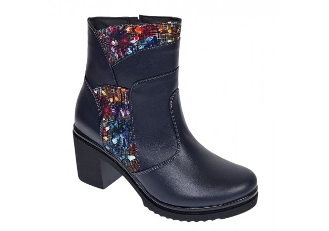 Ghete dama din piele naturala imblanite Bleumarin Amyra MV47BLCOL