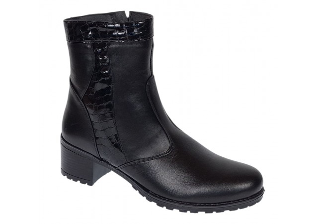 Ghete dama din piele naturala de culoare neagra imblanite Ada MVS83CRN