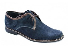 Pantofi barbati casual din piele Intoarsa naturala bleumarin P80VELBL