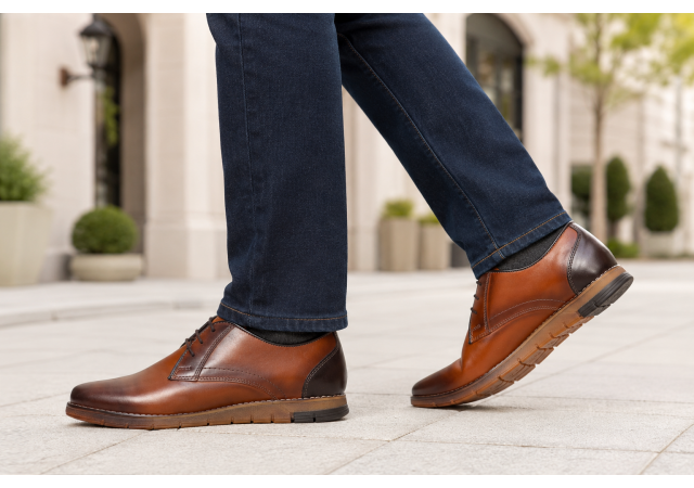 Marimea 40 Pantofi barbati casual din piele naturala Maro Cognac 1010MS