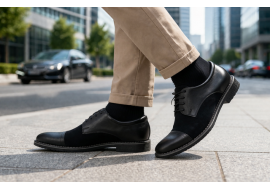 Marimea 42 Pantofi barbati negri din piele naturala eleganti casual 858NN