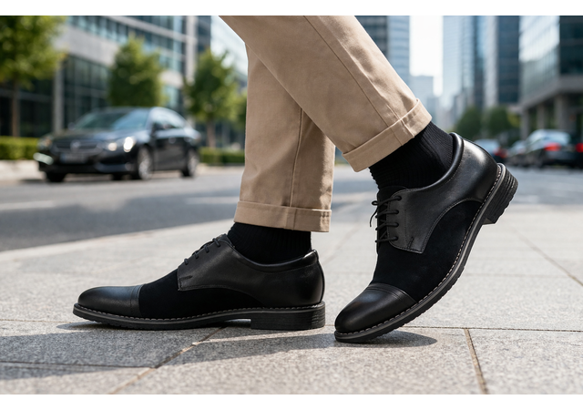 Pantofi barbati negri din piele naturala – eleganti & casual, confort zilnic - 858NN