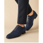 Pantofi barbati bleumarin din piele naturala intoarsa cu siret